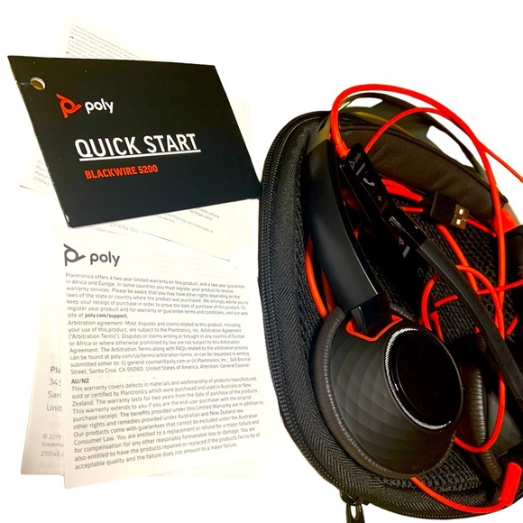 📞🧏🏼‍♀️POLY Headphones Call/Music/Micro Quickstart Blackwire 5200 NEW🧏🏽📞 - Picture 2 of 14